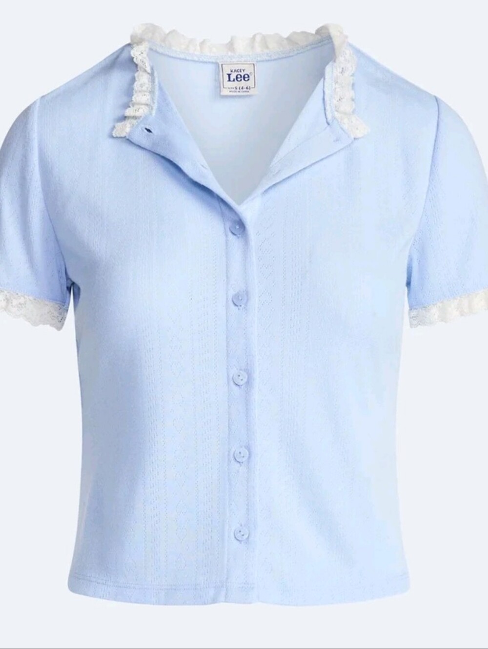 Kacey Lee Women's Pointelle Ruffle Sleep Cardigan,